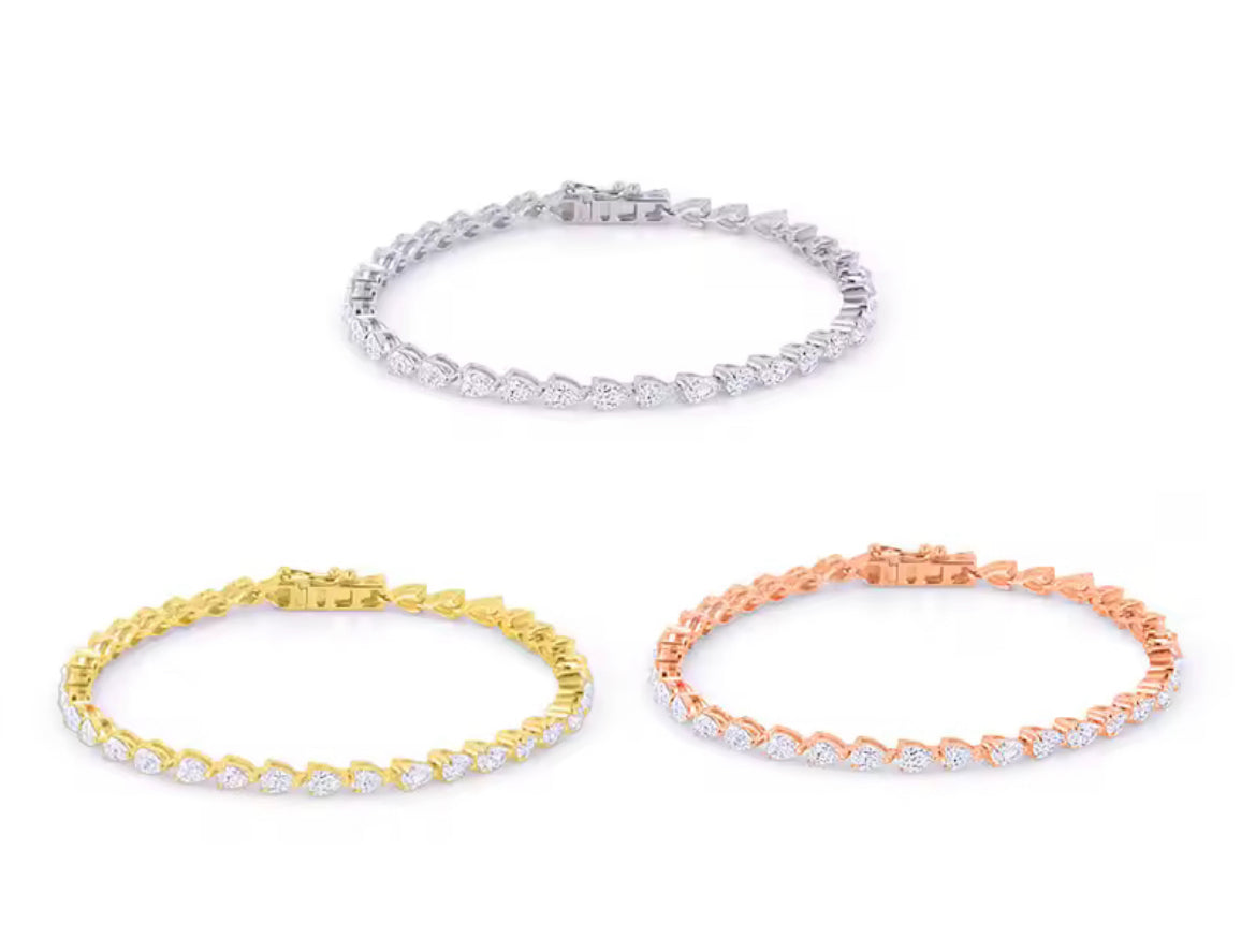 10k Gold Teardrop Diamond Tennis Bracelet