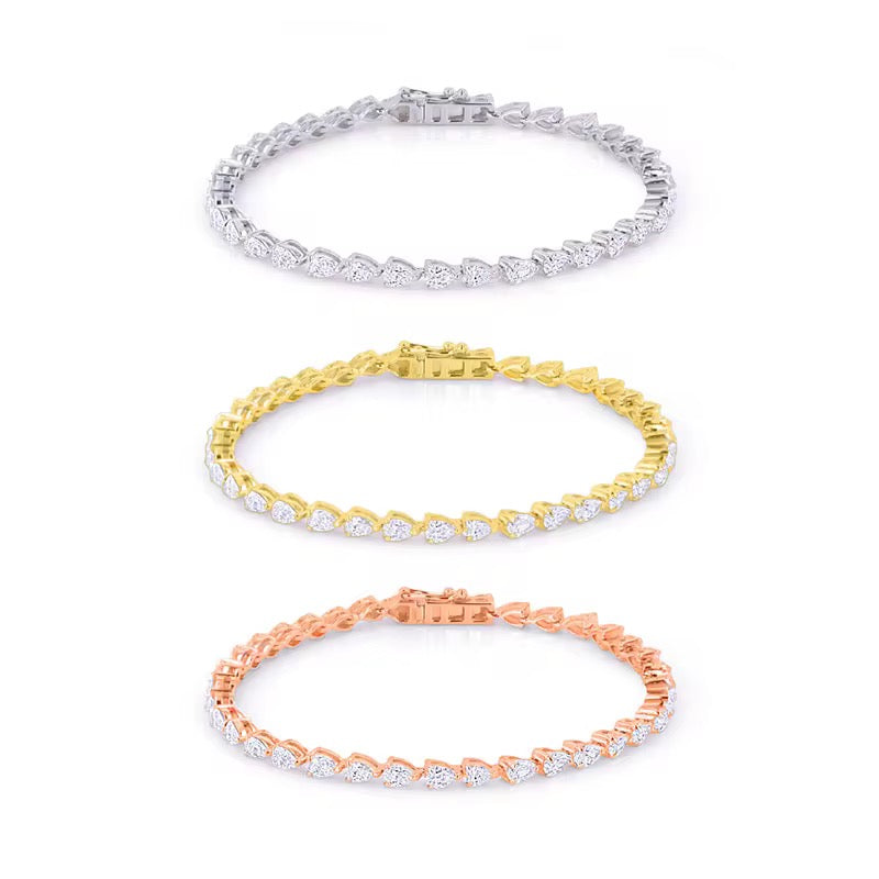 10k Gold Teardrop Diamond Tennis Bracelet