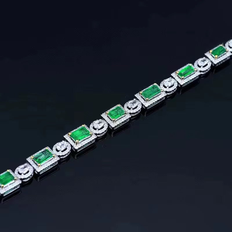 18k White Gold Emerald Gemstone Bracelet