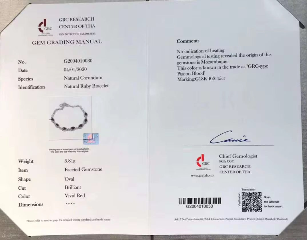 18k White Gold Red Ruby Gemstone Tennis Bracelet