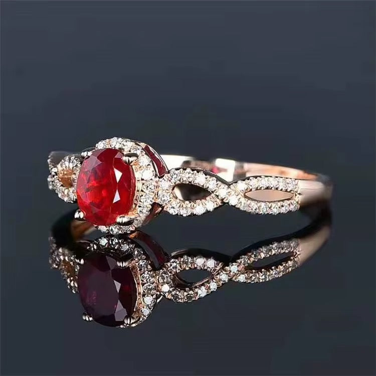 18k Rose Gold Pigeon Blood Red Ruby Gemstone Engagement Ring