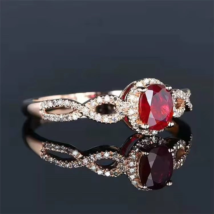 18k Rose Gold Pigeon Blood Red Ruby Gemstone Engagement Ring