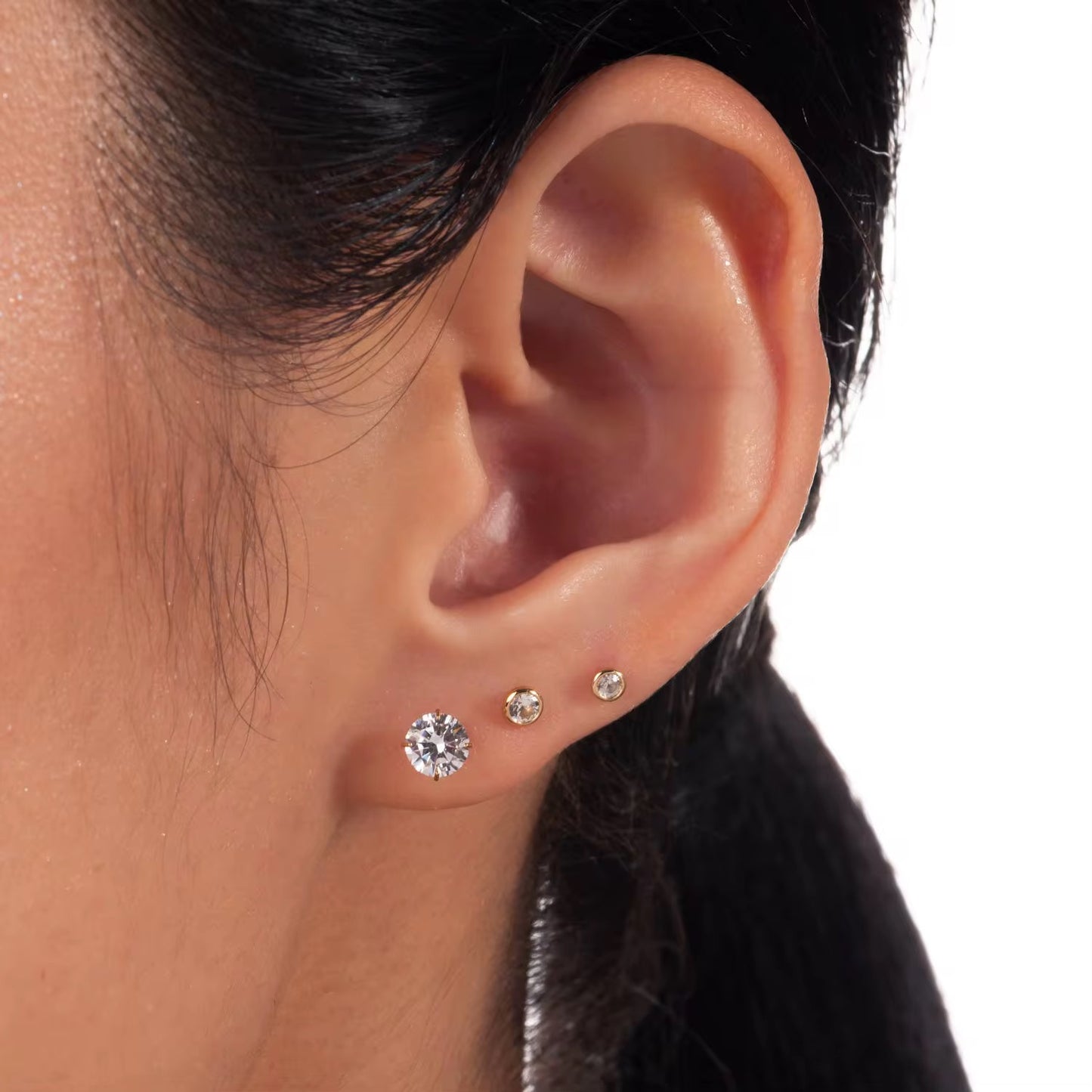 14k Yellow Gold Diamond Stud Earrings