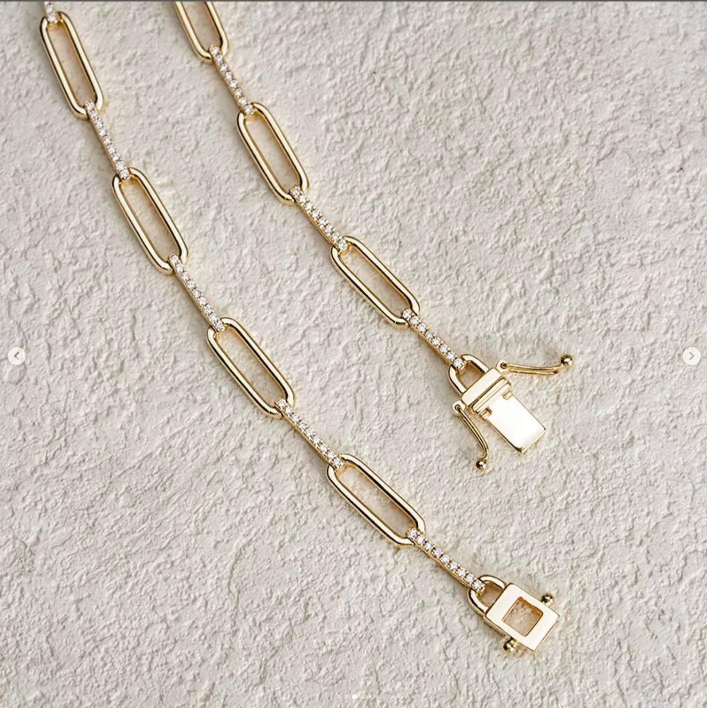 14k Yellow Gold Diamond Paperclip Bracelet