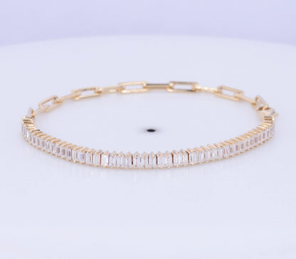 14k Gold Link Diamond Tennis Bracelet
