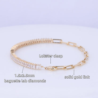 14k Gold Link Diamond Tennis Bracelet