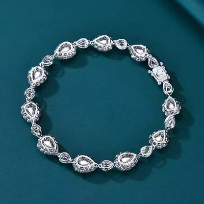 18k White Gold Emerald Gemstone Diamond Luxury Vintage Bracelet