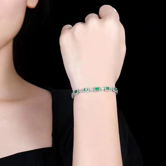 18k White Gold Emerald Gemstone Bracelet