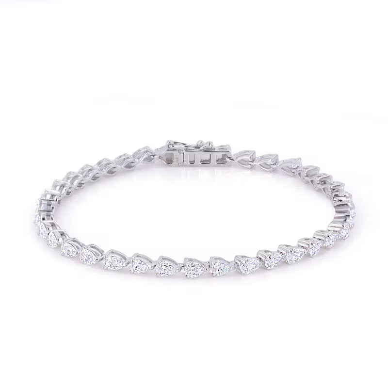10k Gold Teardrop Diamond Tennis Bracelet