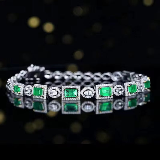 18k White Gold Emerald Gemstone Bracelet