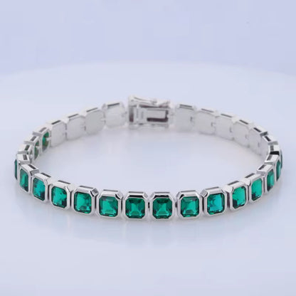 14k Gold Emerald Gemstone Tennis Bracelet