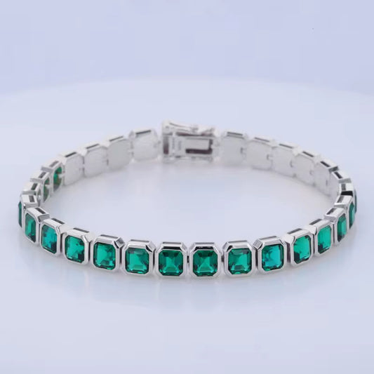 14k Gold Emerald Gemstone Tennis Bracelet