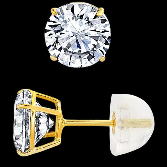 14k Yellow Gold Diamond Stud Earrings