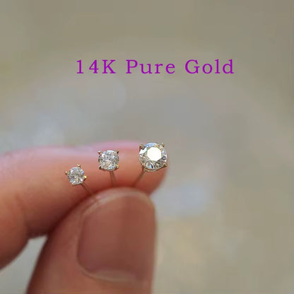 14k Yellow Gold Diamond Stud Earrings