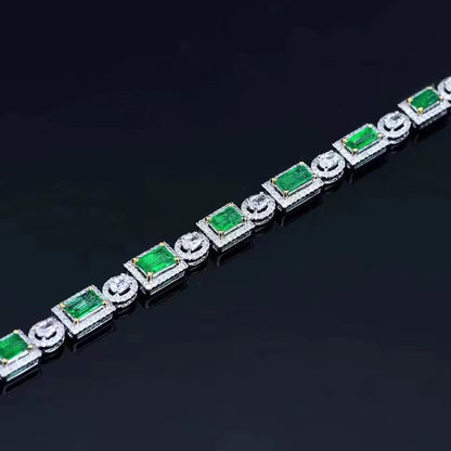 18k White Gold Emerald Gemstone Bracelet