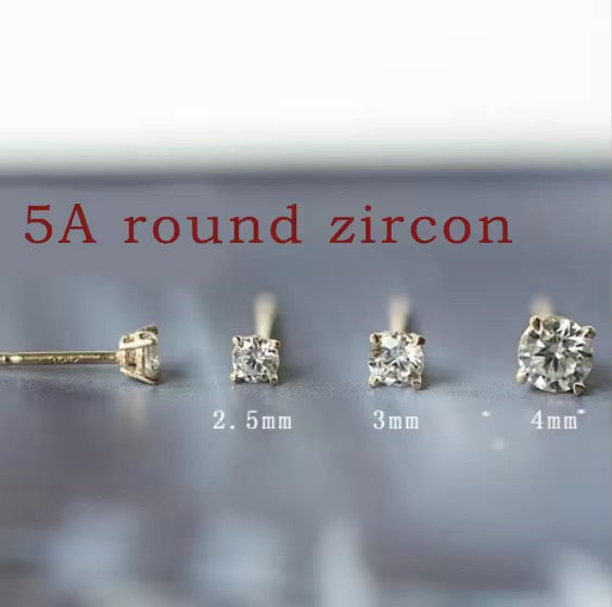 14k Yellow Gold Diamond Stud Earrings