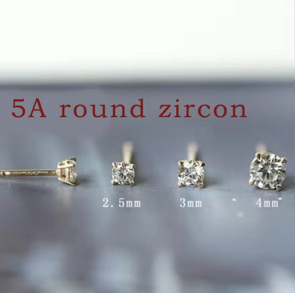 14k Yellow Gold Diamond Stud Earrings