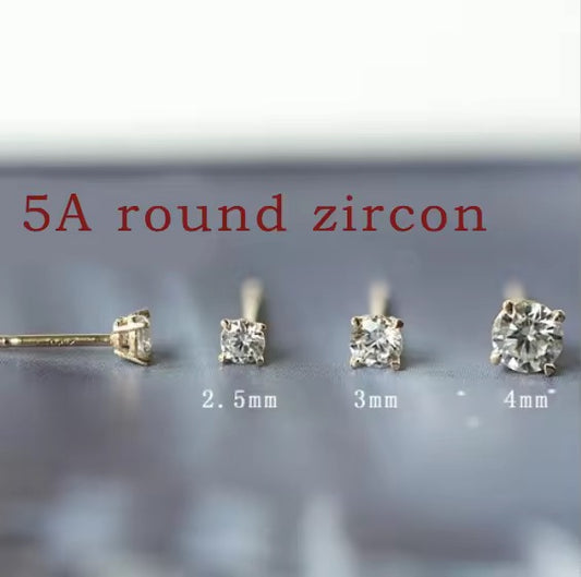 14k Yellow Gold Diamond Stud Earrings