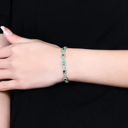18k White Gold Emerald Gemstone Bracelet
