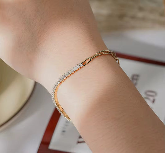 14k Gold Link Diamond Tennis Bracelet