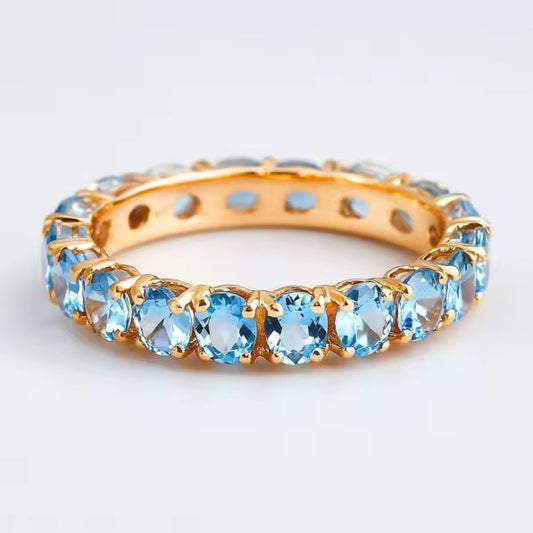 10k Yellow Gold Topaz Gemstone Eternity Ring