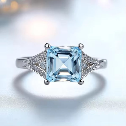 10k White Gold Topaz Gemstone Engagement Ring