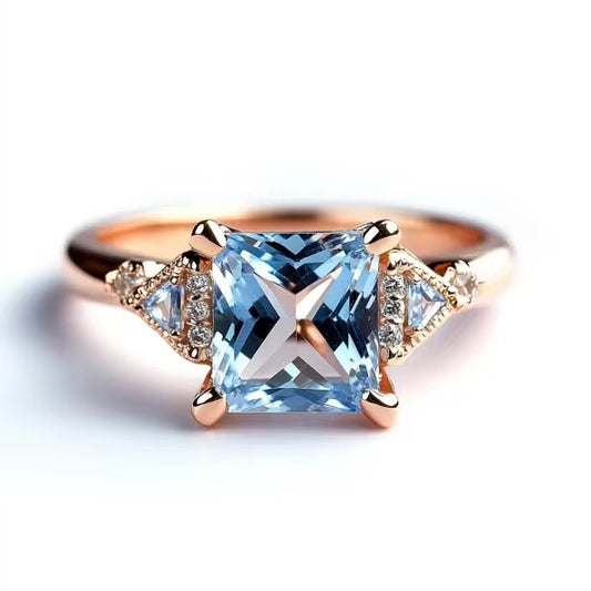 10k Rose Gold Topaz Gemstone Engagement Ring
