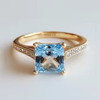 10k Yellow Gold Topaz Gemstone Engagement Ring