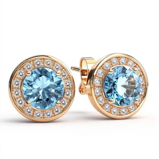 14k Yellow Gold Topaz Gemstone Stud Earrings