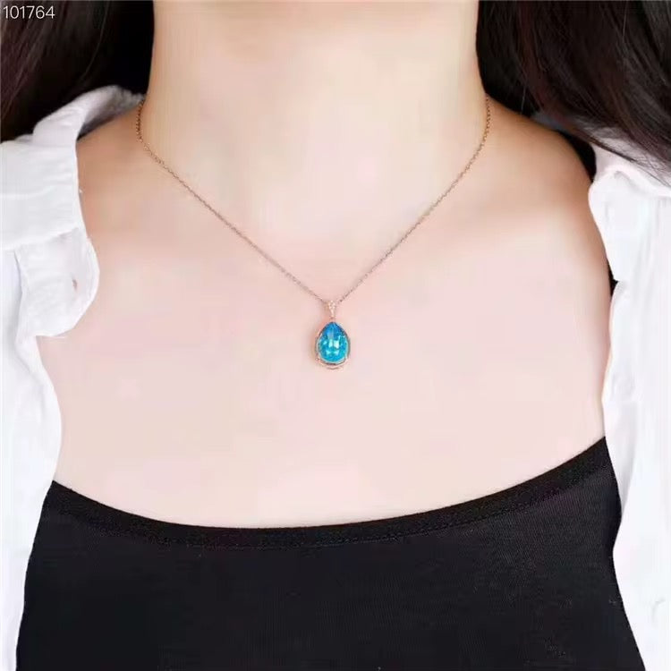 18k Rose Gold Topaz Gemstone Pendant Necklace