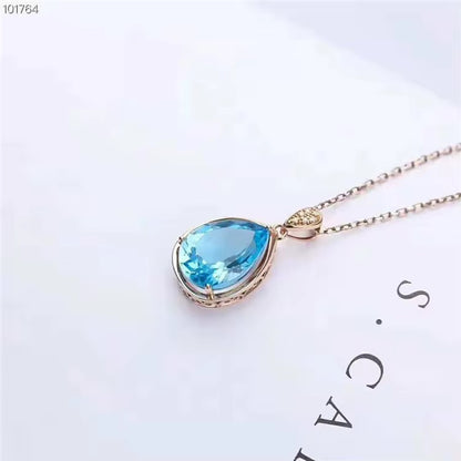 18k Rose Gold Topaz Gemstone Pendant Necklace