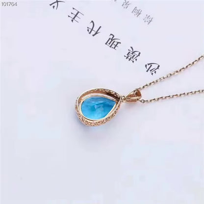18k Rose Gold Topaz Gemstone Pendant Necklace