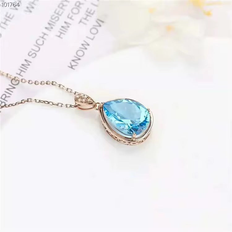 18k Rose Gold Topaz Gemstone Pendant Necklace