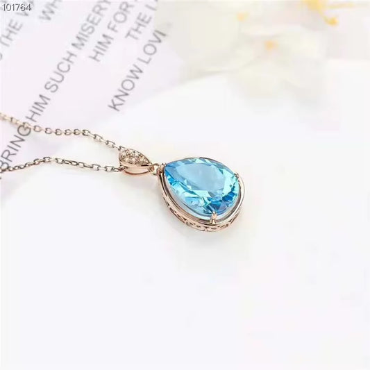 18k Rose Gold Topaz Gemstone Pendant Necklace