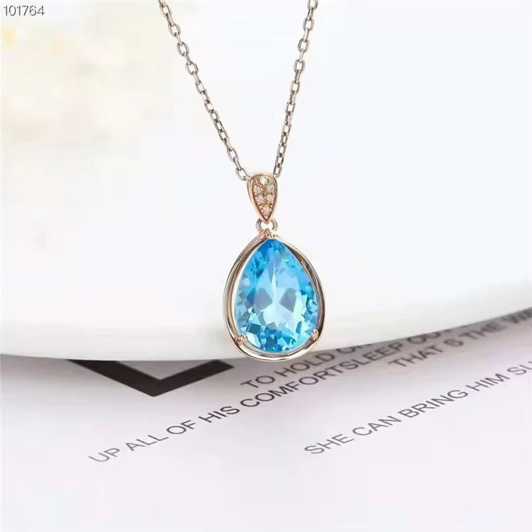 18k Rose Gold Topaz Gemstone Pendant Necklace