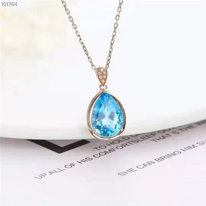 18k Rose Gold Topaz Gemstone Pendant Necklace