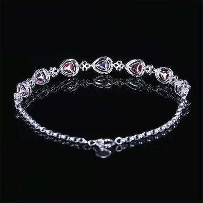 18k White Gold Red Ruby Gemstone Tennis Bracelet