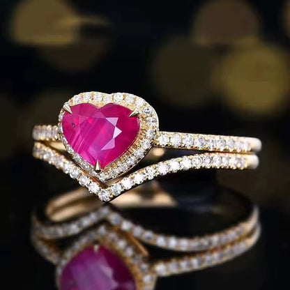 18k Yellow Gold Ruby Gemstone Engagement Ring