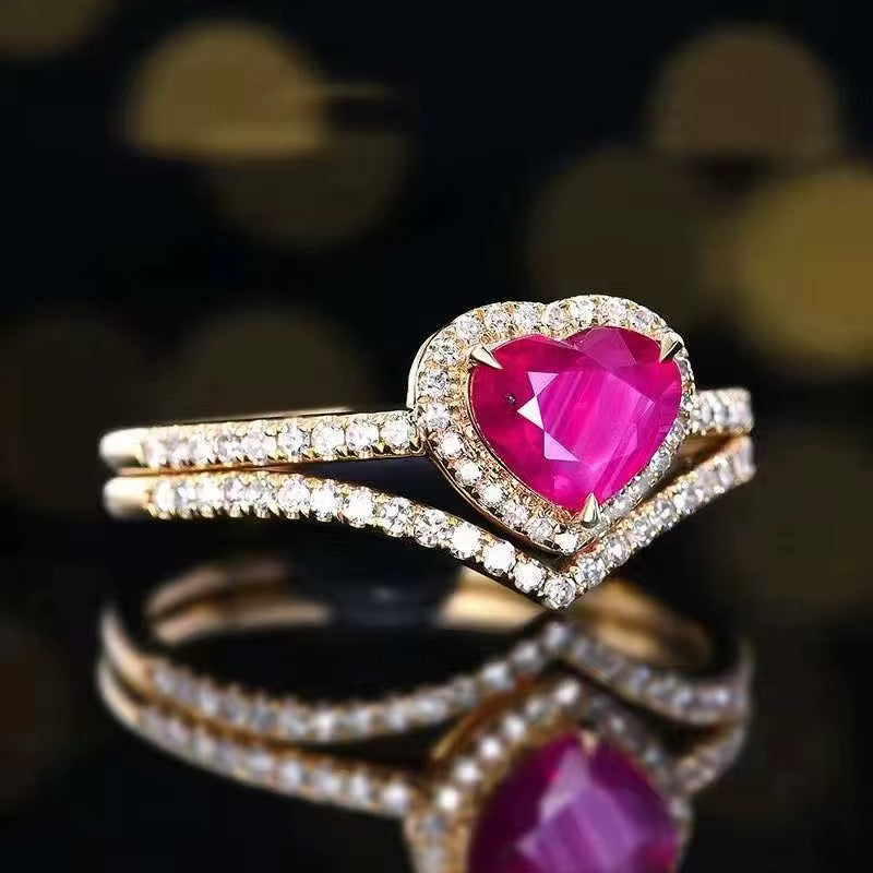 18k Yellow Gold Ruby Gemstone Engagement Ring