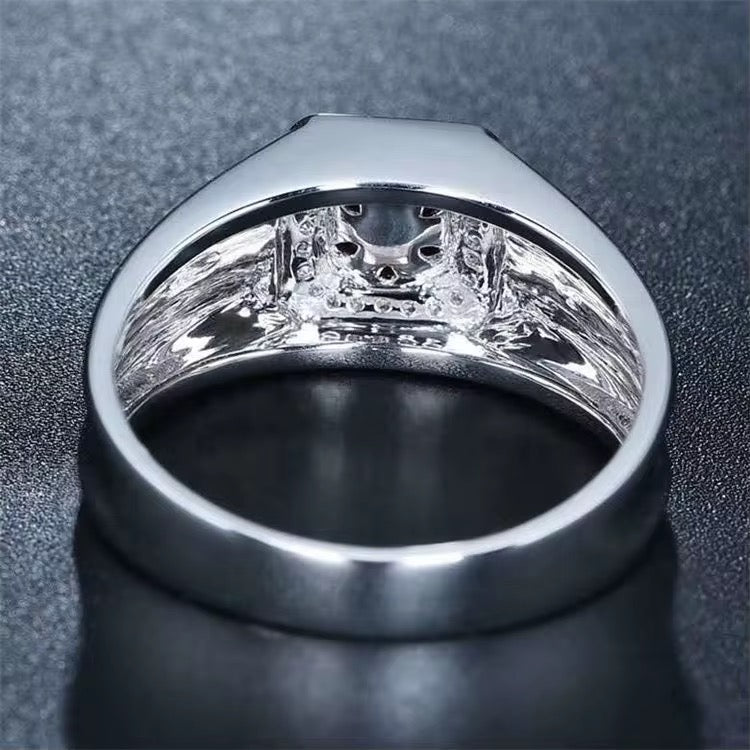 18k White Gold Pigeon Blood Red Ruby Gemstone Men’s Luxury Ring