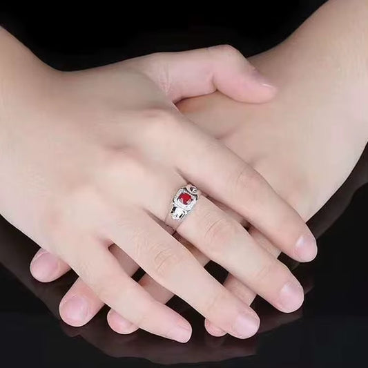 18k White Gold Pigeon Blood Red Ruby Gemstone Men’s Luxury Ring
