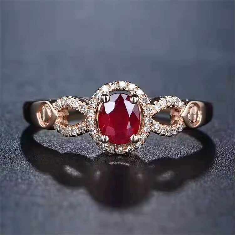 18k Rose Gold Pigeon Blood Red Ruby Gemstone Engagement Ring