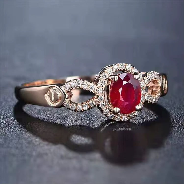 18k Rose Gold Pigeon Blood Red Ruby Gemstone Engagement Ring