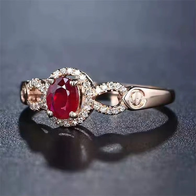18k Rose Gold Pigeon Blood Red Ruby Gemstone Engagement Ring