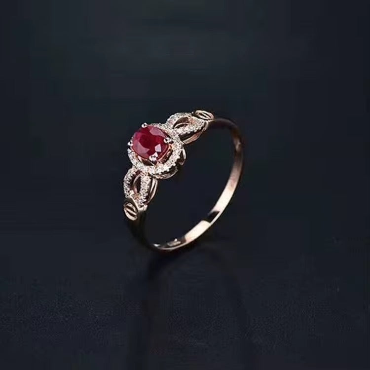 18k Rose Gold Pigeon Blood Red Ruby Gemstone Engagement Ring