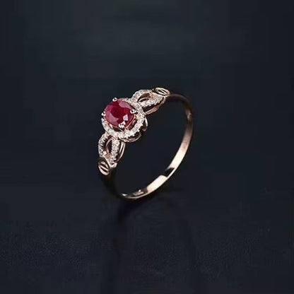 18k Rose Gold Pigeon Blood Red Ruby Gemstone Engagement Ring