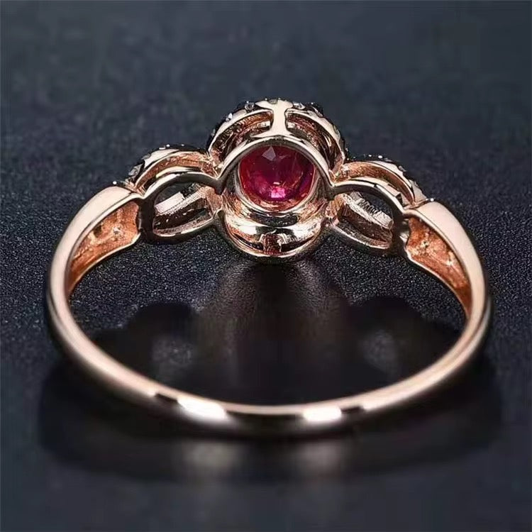 18k Rose Gold Pigeon Blood Red Ruby Gemstone Engagement Ring