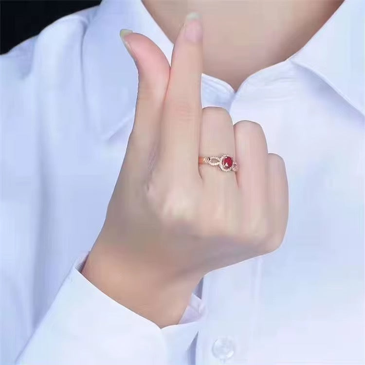 18k Rose Gold Pigeon Blood Red Ruby Gemstone Engagement Ring