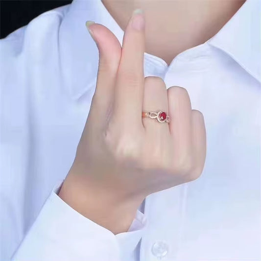 18k Rose Gold Pigeon Blood Red Ruby Gemstone Engagement Ring