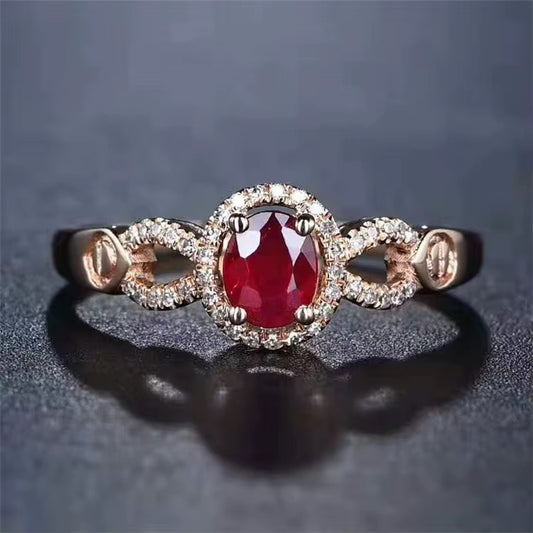 18k Rose Gold Pigeon Blood Red Ruby Gemstone Engagement Ring